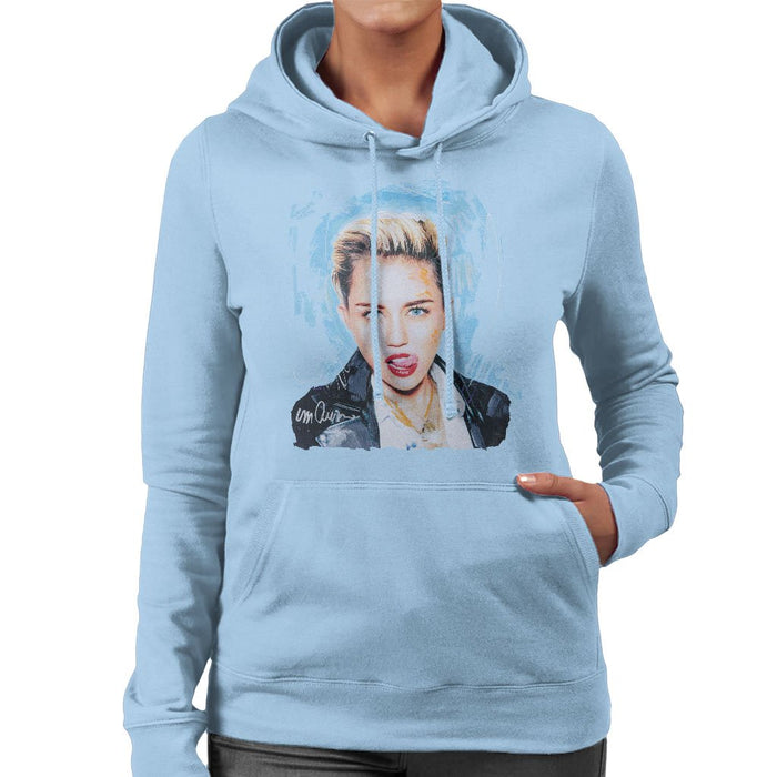 Sidney Maurer Original Portrait Of Miley Cyrus Licking Lips Womens Hooded Sweatshirt - Womens Hooded Sweatshirt