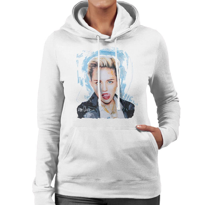 Sidney Maurer Original Portrait Of Miley Cyrus Licking Lips Womens Hooded Sweatshirt - Womens Hooded Sweatshirt