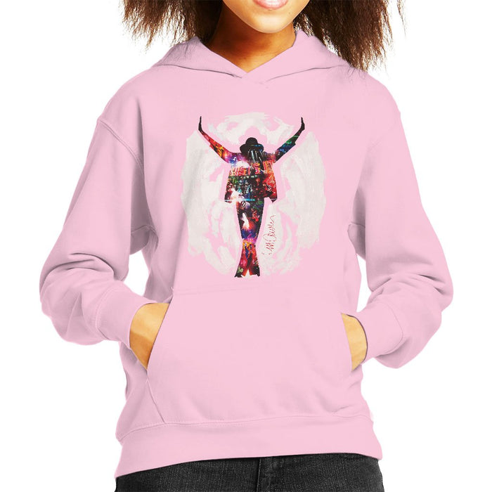 Sidney Maurer Original Portrait Of Michael Jackson This Is It Kids Hooded Sweatshirt - X-Small (3-4 yrs) / Light Pink - Kids Boys Hooded