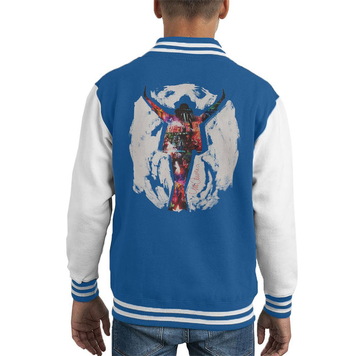 Sidney Maurer Original Portrait Of Michael Jackson This Is It Kids Varsity Jacket - X-Small (3-4 yrs) / Royal/White - Kids Boys Varsity