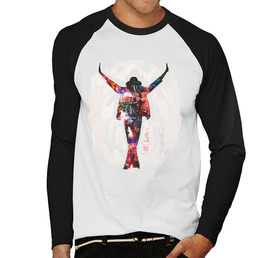 Sidney Maurer Original Portrait Of Michael Jackson This Is It Mens Baseball Long Sleeved T-Shirt - Mens Baseball Long Sleeved T-Shirt