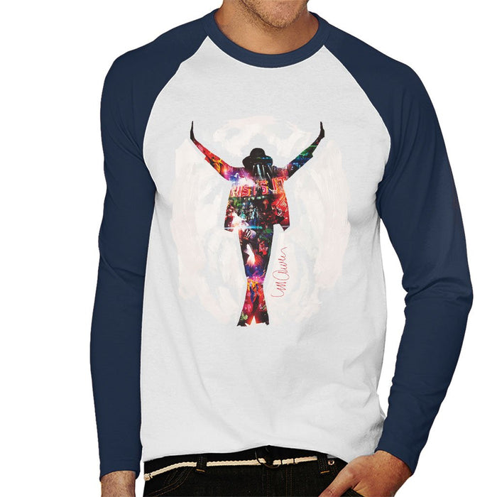 Sidney Maurer Original Portrait Of Michael Jackson This Is It Mens Baseball Long Sleeved T-Shirt - Mens Baseball Long Sleeved T-Shirt