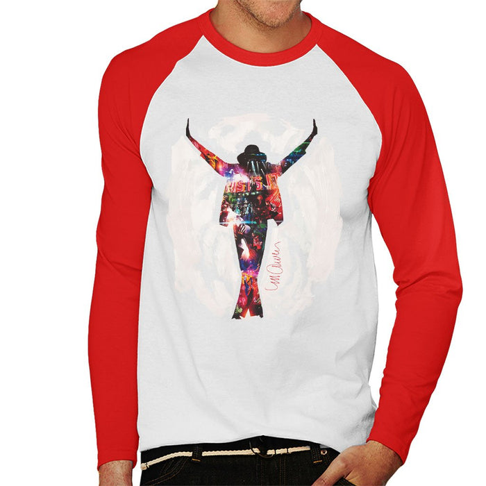 Sidney Maurer Original Portrait Of Michael Jackson This Is It Mens Baseball Long Sleeved T-Shirt - Mens Baseball Long Sleeved T-Shirt
