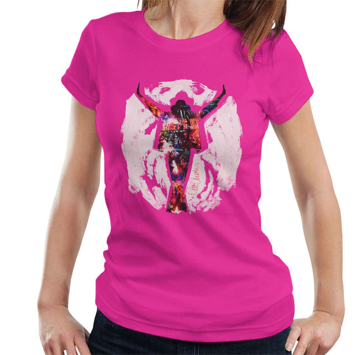 Sidney Maurer Original Portrait Of Michael Jackson This Is It Womens T-Shirt - Small / Hot Pink - Womens T-Shirt