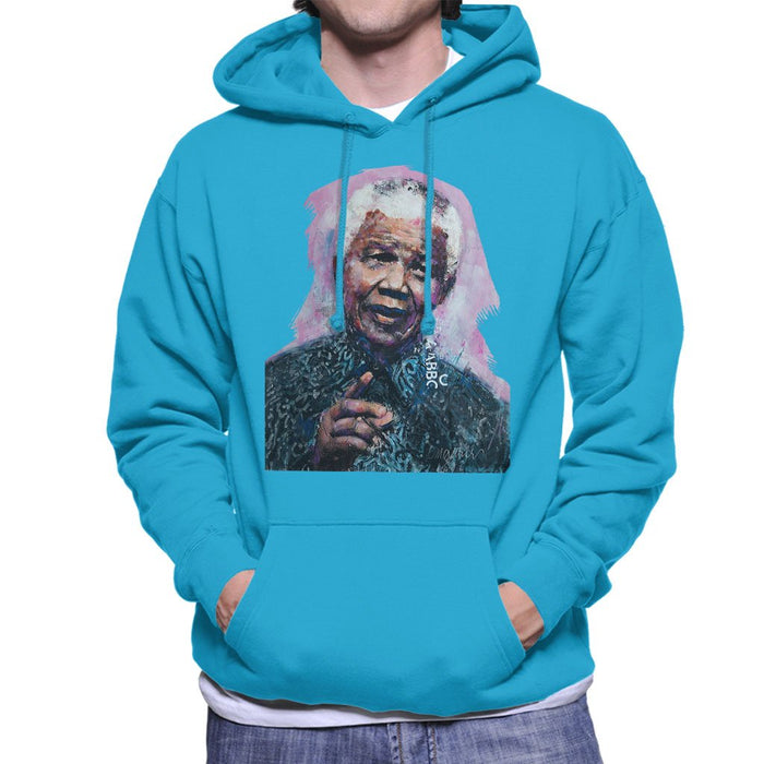 Sidney Maurer Original Portrait Of Nelson Mandela Mens Hooded Sweatshirt - Mens Hooded Sweatshirt