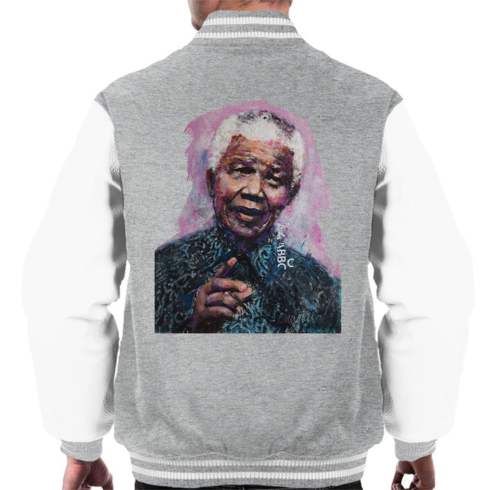 Sidney Maurer Original Portrait Of Nelson Mandela Mens Varsity Jacket - Mens Varsity Jacket