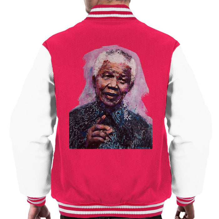 Sidney Maurer Original Portrait Of Nelson Mandela Mens Varsity Jacket - Mens Varsity Jacket