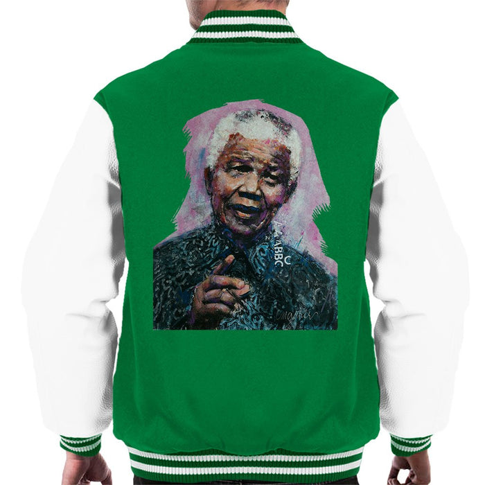 Sidney Maurer Original Portrait Of Nelson Mandela Mens Varsity Jacket - Mens Varsity Jacket