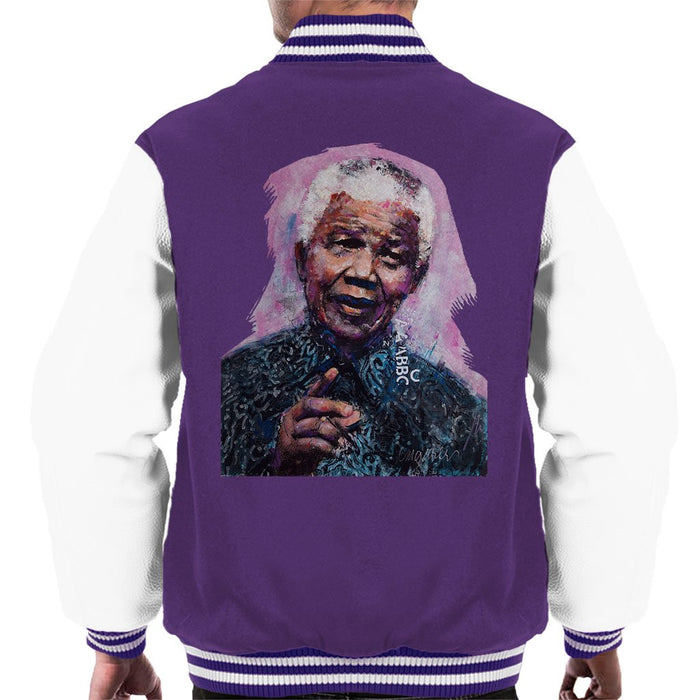 Sidney Maurer Original Portrait Of Nelson Mandela Mens Varsity Jacket - Mens Varsity Jacket