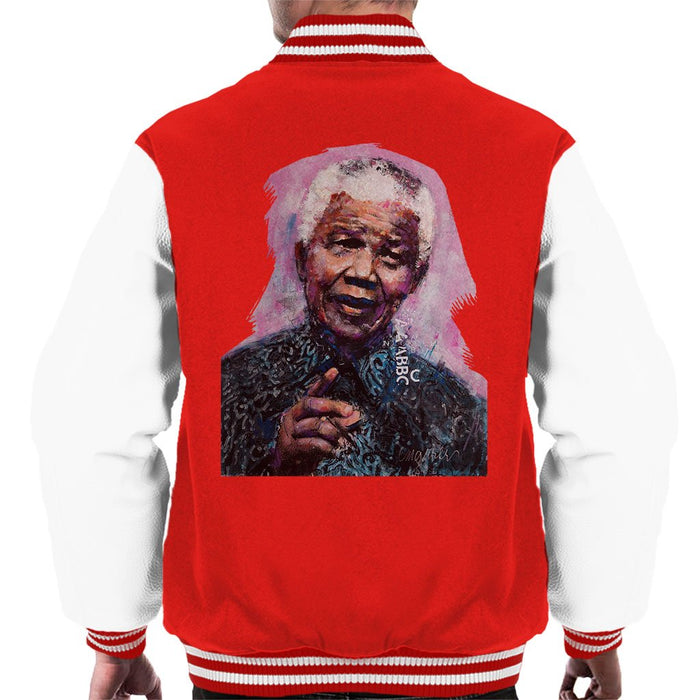 Sidney Maurer Original Portrait Of Nelson Mandela Mens Varsity Jacket - Mens Varsity Jacket