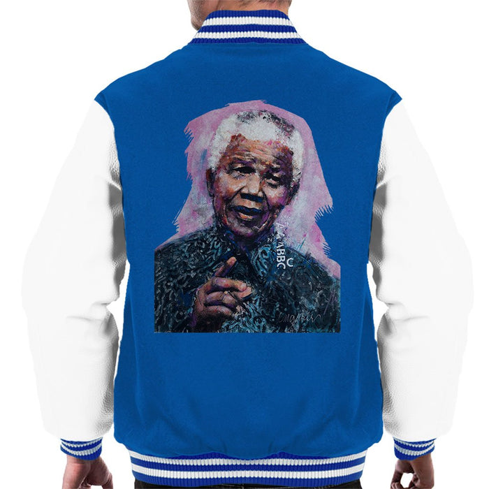 Sidney Maurer Original Portrait Of Nelson Mandela Mens Varsity Jacket - Small / Royal/White - Mens Varsity Jacket
