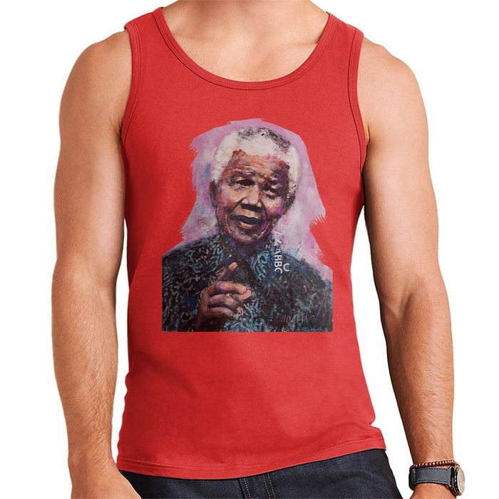 Sidney Maurer Original Portrait Of Nelson Mandela Mens Vest - Small / Red - Mens Vest