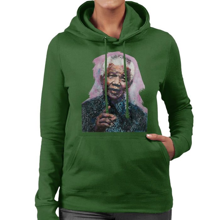 Sidney Maurer Original Portrait Of Nelson Mandela Womens Hooded Sweatshirt - Womens Hooded Sweatshirt