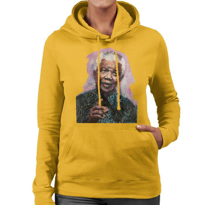 Sidney Maurer Original Portrait Of Nelson Mandela Womens Hooded Sweatshirt - Womens Hooded Sweatshirt