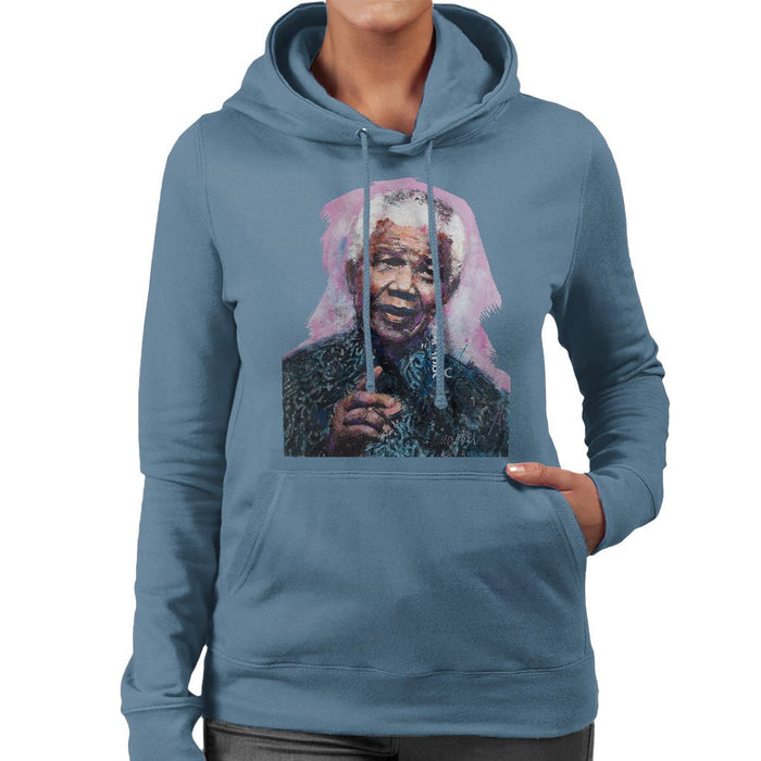 Sidney Maurer Original Portrait Of Nelson Mandela Womens Hooded Sweatshirt - Womens Hooded Sweatshirt