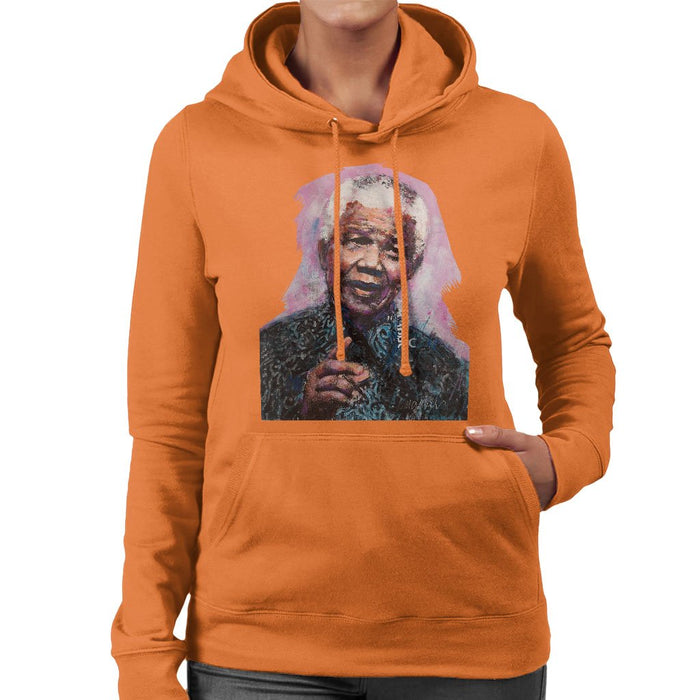 Sidney Maurer Original Portrait Of Nelson Mandela Womens Hooded Sweatshirt - Womens Hooded Sweatshirt