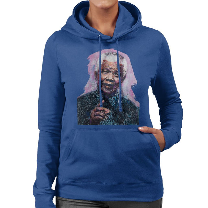 Sidney Maurer Original Portrait Of Nelson Mandela Womens Hooded Sweatshirt - Womens Hooded Sweatshirt