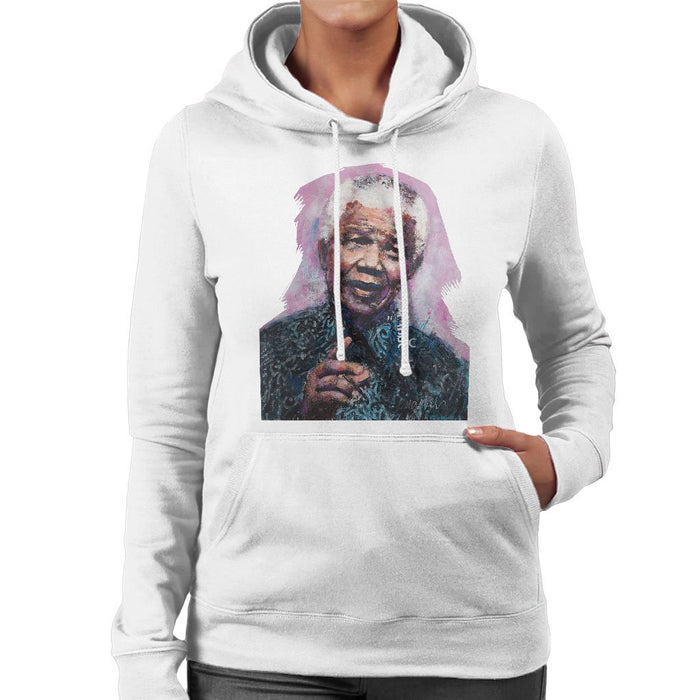 Sidney Maurer Original Portrait Of Nelson Mandela Womens Hooded Sweatshirt - Womens Hooded Sweatshirt