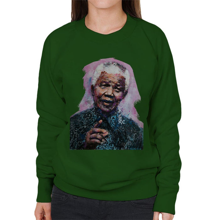 Sidney Maurer Original Portrait Of Nelson Mandela Womens Sweatshirt - Womens Sweatshirt