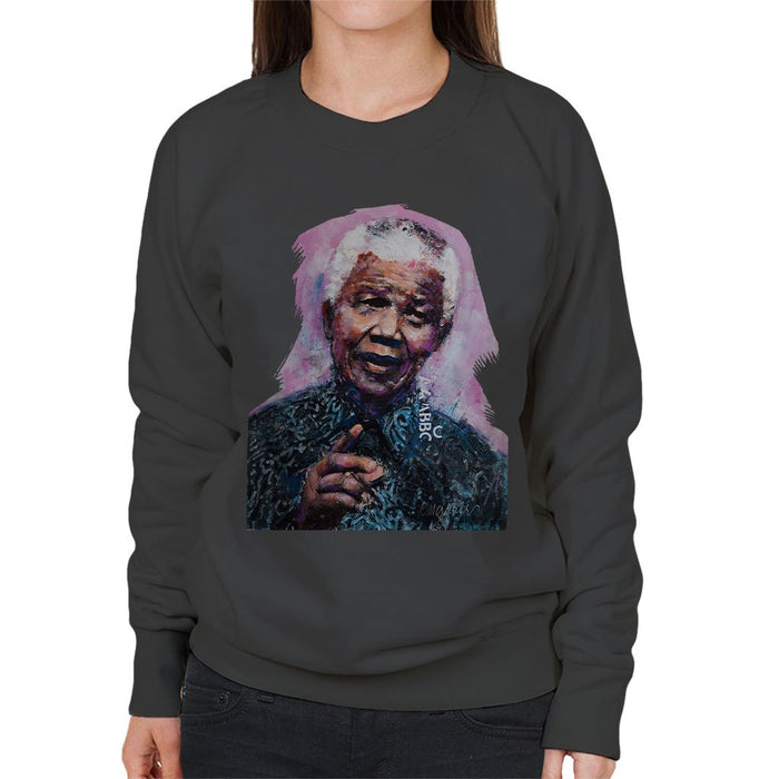 Sidney Maurer Original Portrait Of Nelson Mandela Womens Sweatshirt - Womens Sweatshirt