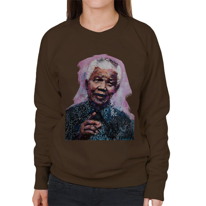 Sidney Maurer Original Portrait Of Nelson Mandela Womens Sweatshirt - Womens Sweatshirt