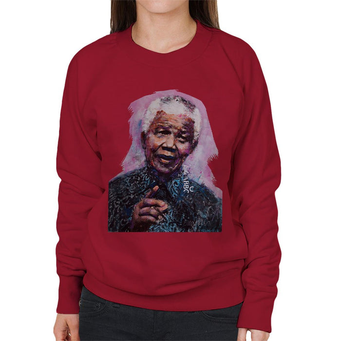 Sidney Maurer Original Portrait Of Nelson Mandela Womens Sweatshirt - Womens Sweatshirt