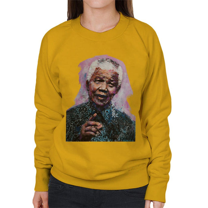 Sidney Maurer Original Portrait Of Nelson Mandela Womens Sweatshirt - Womens Sweatshirt