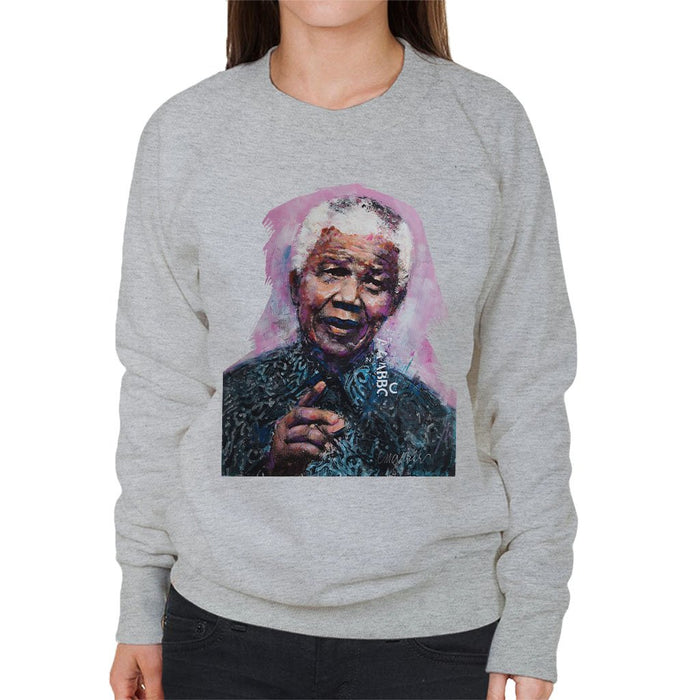 Sidney Maurer Original Portrait Of Nelson Mandela Womens Sweatshirt - Womens Sweatshirt