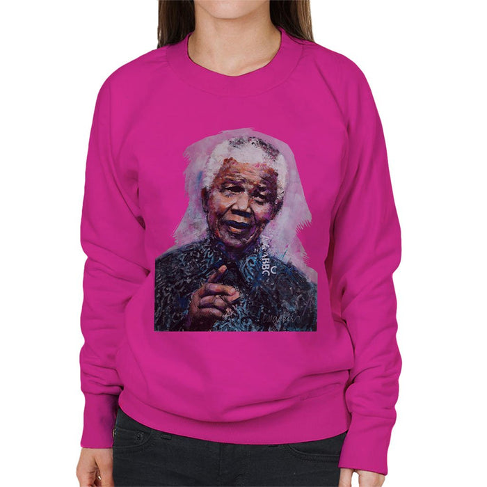 Sidney Maurer Original Portrait Of Nelson Mandela Womens Sweatshirt - Womens Sweatshirt