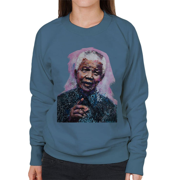 Sidney Maurer Original Portrait Of Nelson Mandela Womens Sweatshirt - Womens Sweatshirt