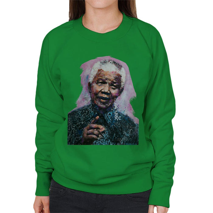 Sidney Maurer Original Portrait Of Nelson Mandela Womens Sweatshirt - Womens Sweatshirt