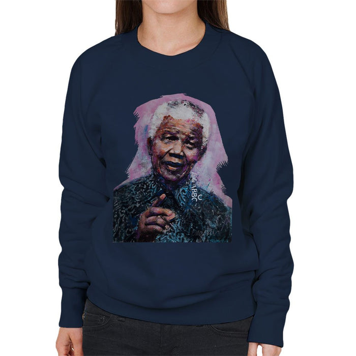 Sidney Maurer Original Portrait Of Nelson Mandela Womens Sweatshirt - Womens Sweatshirt