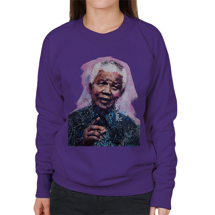 Sidney Maurer Original Portrait Of Nelson Mandela Womens Sweatshirt - Womens Sweatshirt