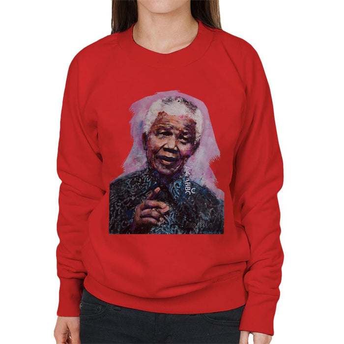 Sidney Maurer Original Portrait Of Nelson Mandela Womens Sweatshirt - Womens Sweatshirt