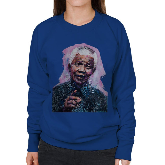 Sidney Maurer Original Portrait Of Nelson Mandela Womens Sweatshirt - Womens Sweatshirt