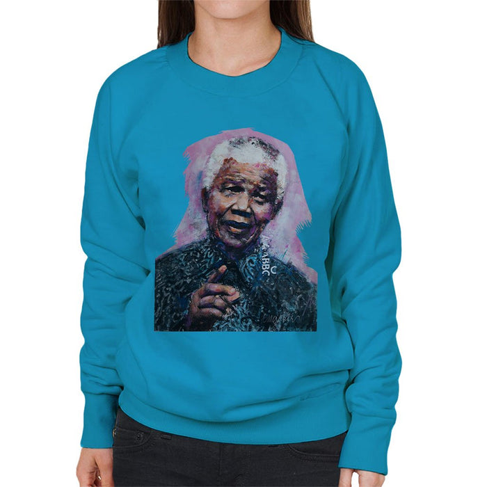 Sidney Maurer Original Portrait Of Nelson Mandela Womens Sweatshirt - Womens Sweatshirt