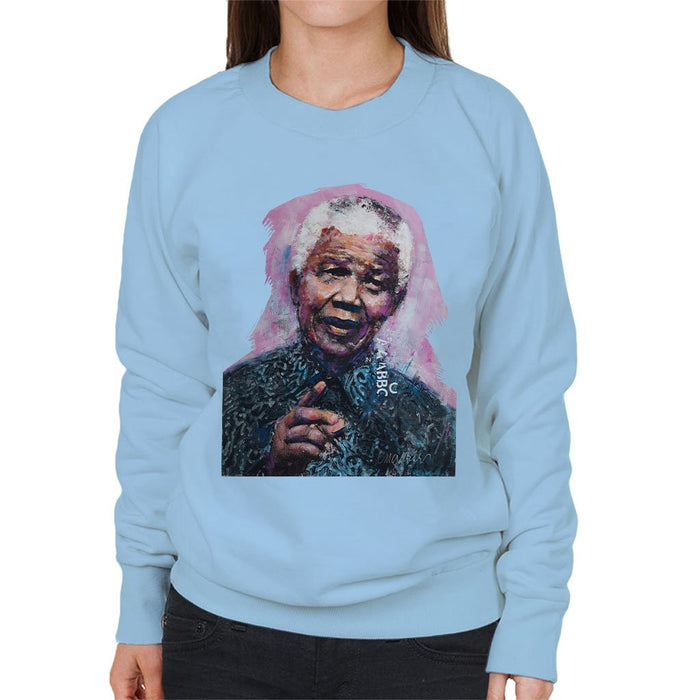 Sidney Maurer Original Portrait Of Nelson Mandela Womens Sweatshirt - Womens Sweatshirt