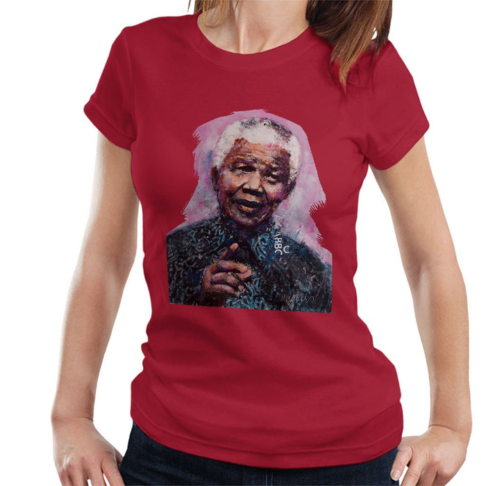 Sidney Maurer Original Portrait Of Nelson Mandela Womens T-Shirt - Womens T-Shirt