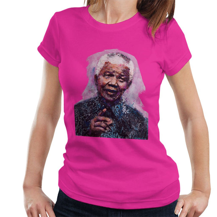 Sidney Maurer Original Portrait Of Nelson Mandela Womens T-Shirt - Womens T-Shirt