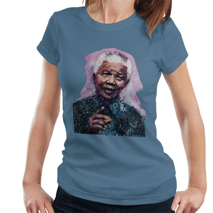 Sidney Maurer Original Portrait Of Nelson Mandela Womens T-Shirt - Womens T-Shirt
