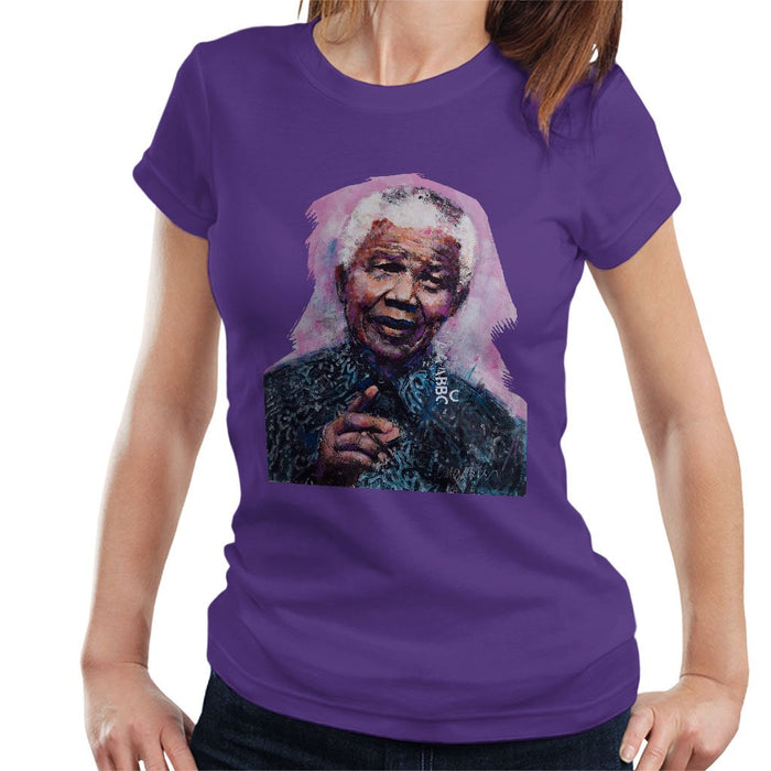 Sidney Maurer Original Portrait Of Nelson Mandela Womens T-Shirt - Womens T-Shirt