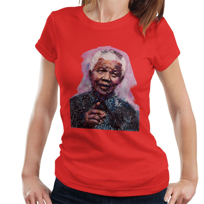 Sidney Maurer Original Portrait Of Nelson Mandela Womens T-Shirt - Womens T-Shirt