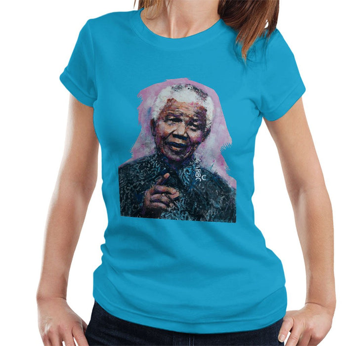 Sidney Maurer Original Portrait Of Nelson Mandela Womens T-Shirt - Womens T-Shirt