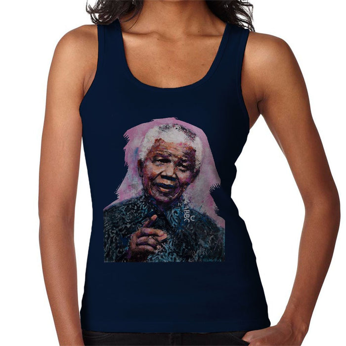 Sidney Maurer Original Portrait Of Nelson Mandela Womens Vest - Small / Navy Blue - Womens Vest