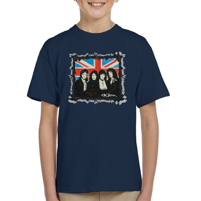 Sidney Maurer Original Portrait Of Queen Union Jack Kids T-Shirt - Kids Boys T-Shirt