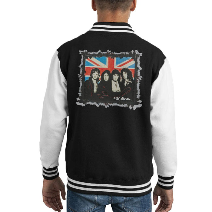 Sidney Maurer Original Portrait Of Queen Union Jack Kids Varsity Jacket - Kids Boys Varsity Jacket