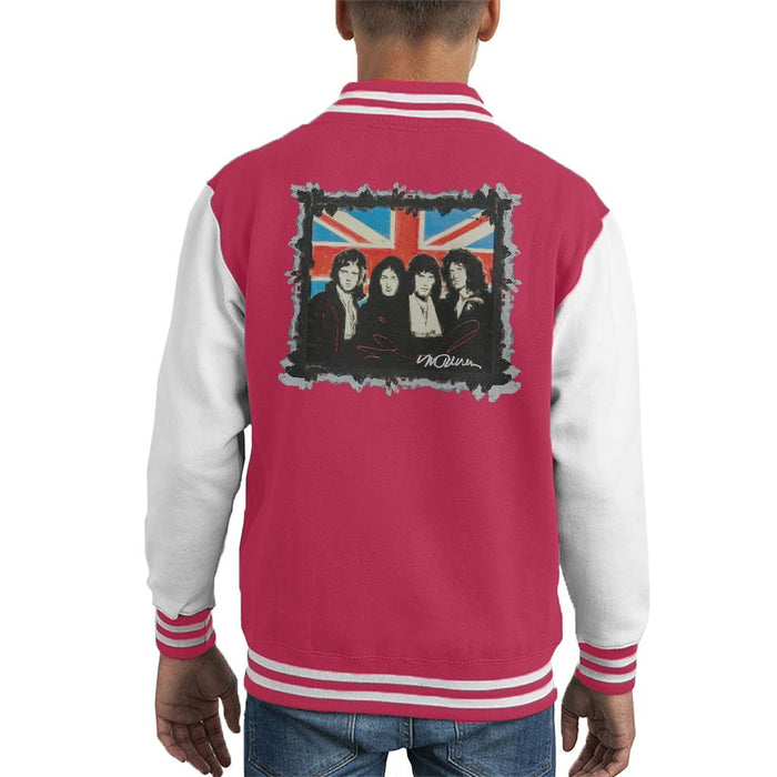 Sidney Maurer Original Portrait Of Queen Union Jack Kids Varsity Jacket - Kids Boys Varsity Jacket