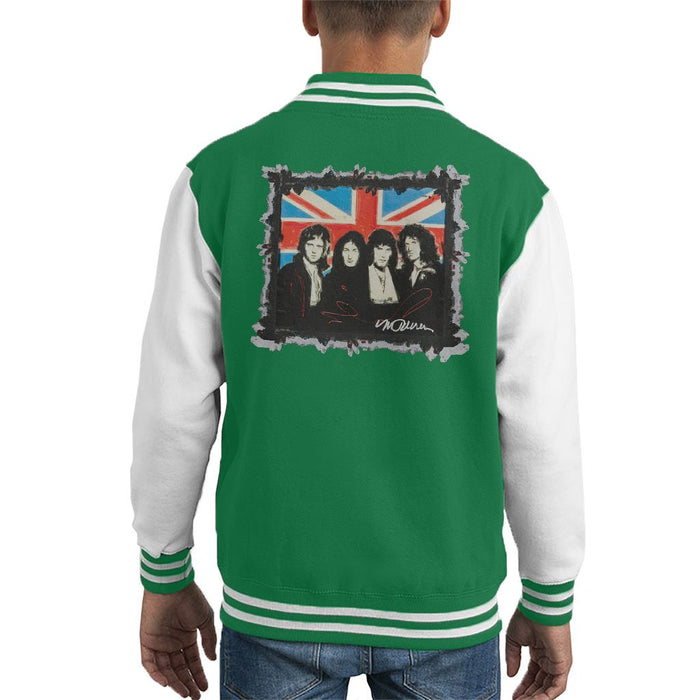 Sidney Maurer Original Portrait Of Queen Union Jack Kids Varsity Jacket - Kids Boys Varsity Jacket