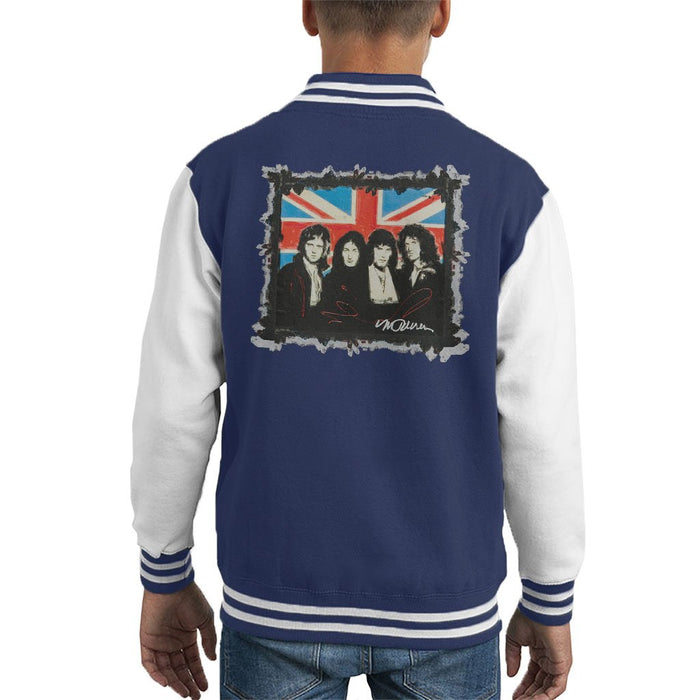 Sidney Maurer Original Portrait Of Queen Union Jack Kids Varsity Jacket - Kids Boys Varsity Jacket