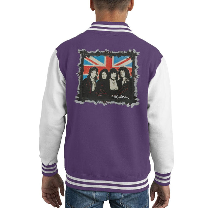 Sidney Maurer Original Portrait Of Queen Union Jack Kids Varsity Jacket - Kids Boys Varsity Jacket